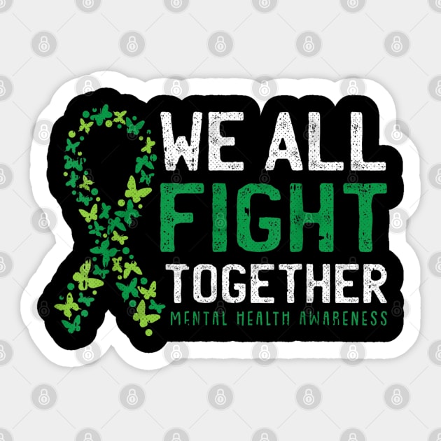 We All Fight Together Mental Health Awareness Green Ribbon Sticker by luxembourgertreatable